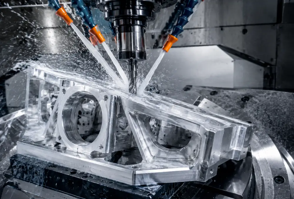 High speed 5-axis CNC machining of precision Al6061 aluminum aerospace part at Xiamen Dazao Machinery facility High speed 5-axis CNC machining of precision Al6061 aluminum aerospace part at Xiamen Dazao Machinery facility